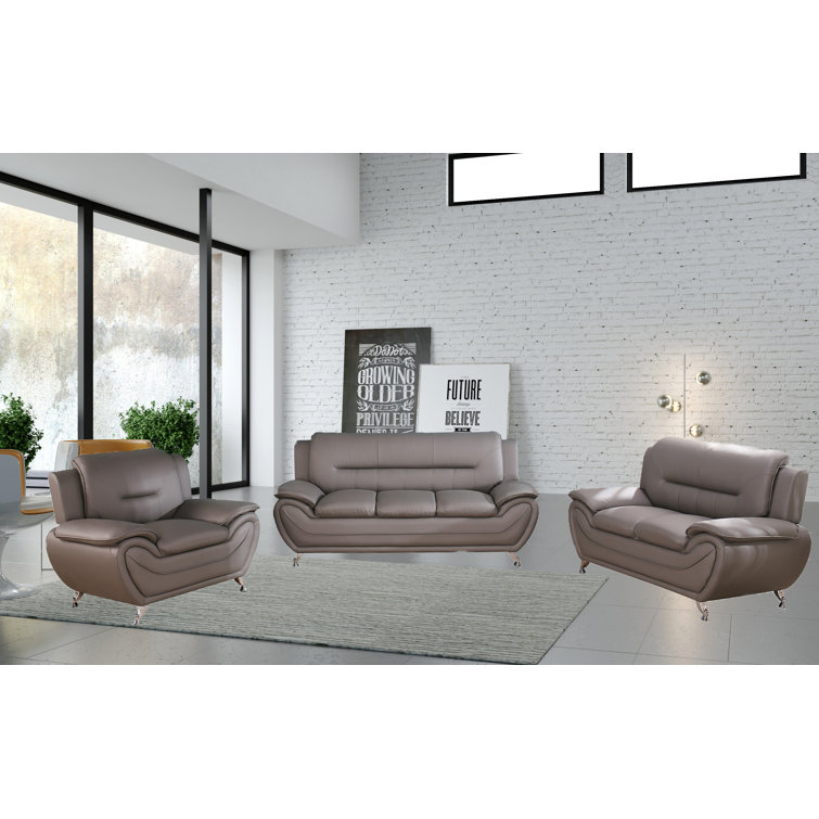 Orren Ellis Petitt 3 Piece Faux Leather Living Room Set & Reviews Wayfair